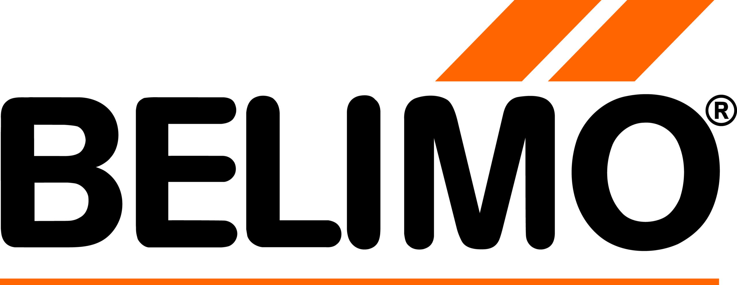 Black banner with orange diagonal stripes in the top-right corner and an orange bottom border