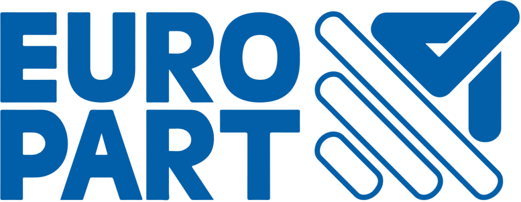 EuroPart brand logo in blue with a stylized checkmark design on the right.